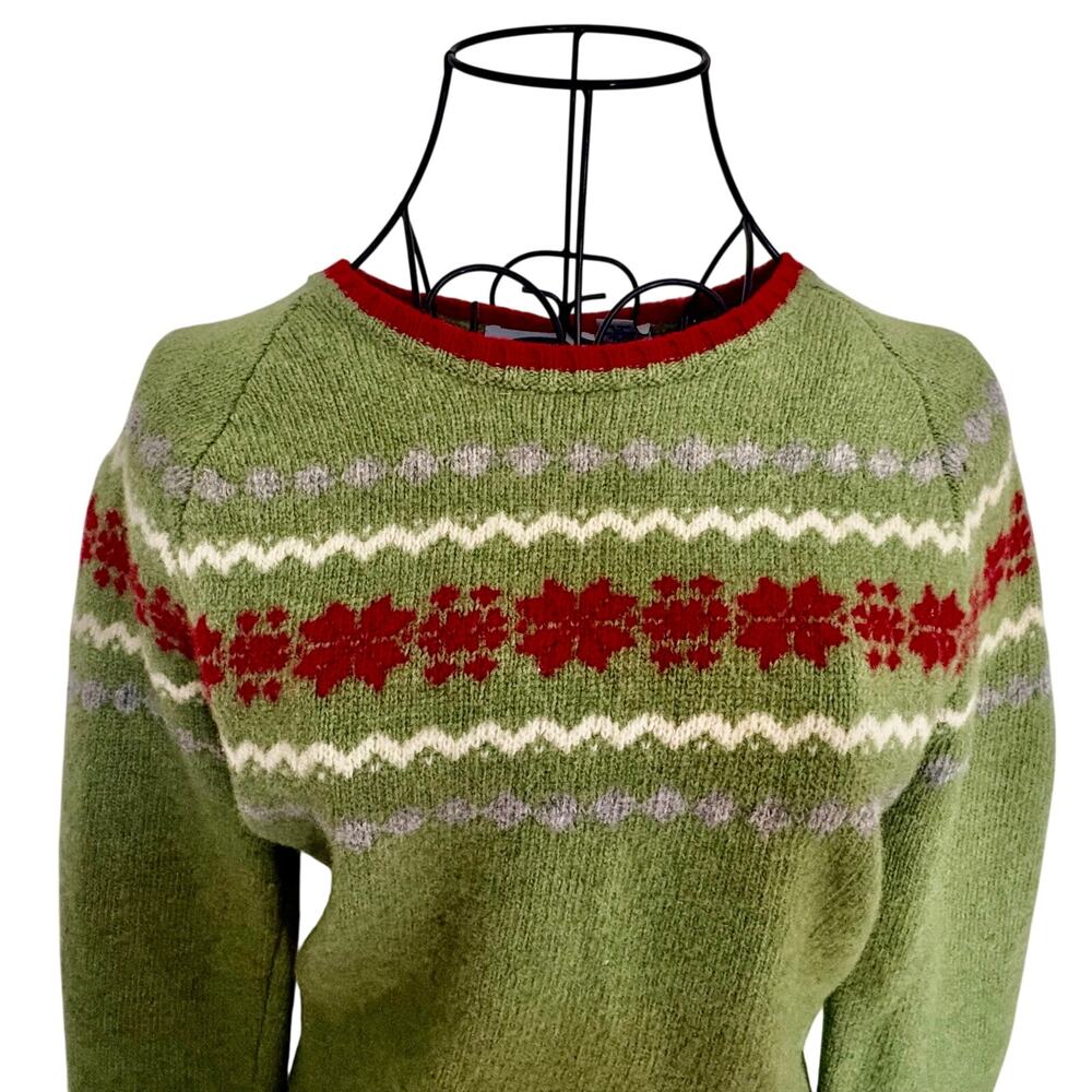 Vintage Y2K Old Navy 100% Lambswool Nordic Fair Isle Pullover Sweater Preppy - Picture 2 of 10